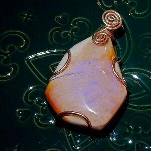 Huge Australian Opal Sterling Silver Necklace Rare